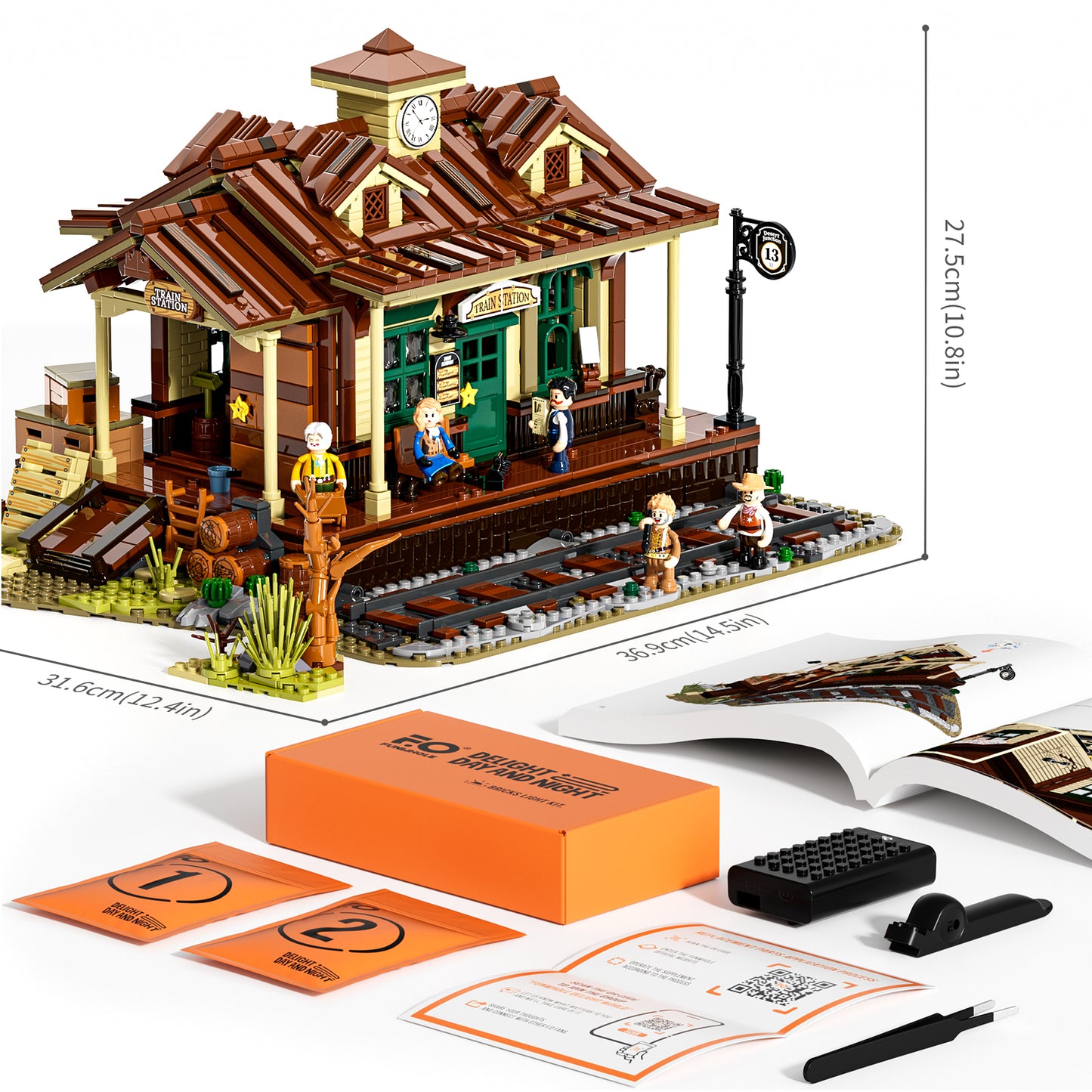 Lumibricks F9039 West Train Station Building Toy Set | 1974 PCS