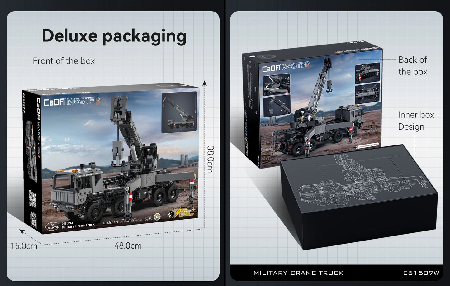 CaDA C61507W Military Crane Truck Building Toy Set | 2686 PCS