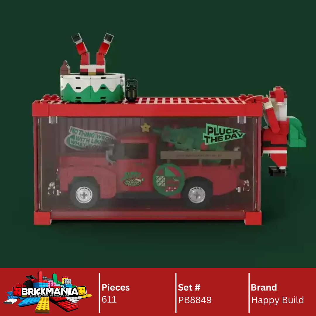 Happy Build PB8849 Christmas Truck Building Toy Set | 611 PCS | Buildable Car with Display Container