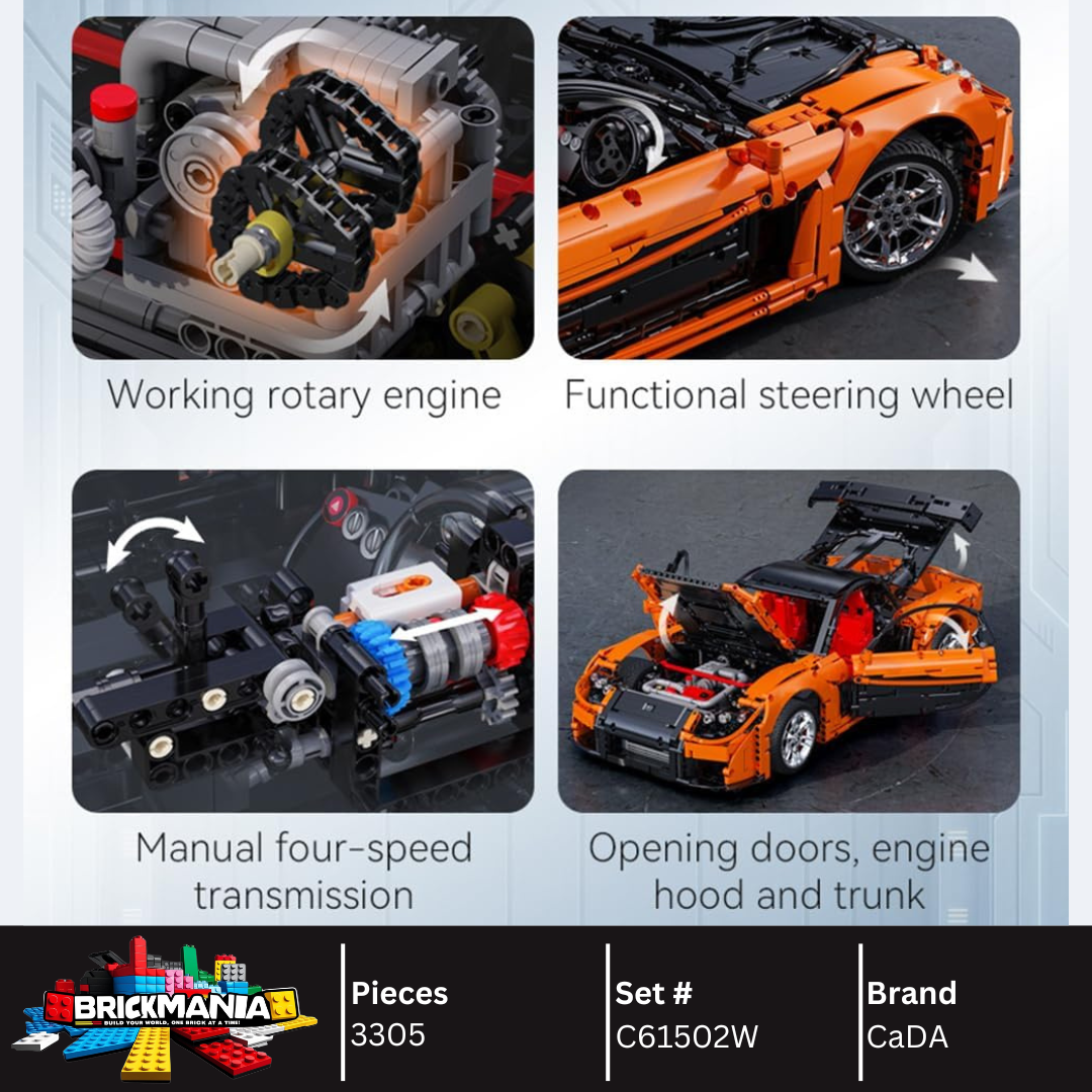 CaDA C61502W Mazda RX-7 Building Toy Set | 3305 PCS – Brickmania CaDA C61502W Mazda RX-7 Building Toy Set | 3305 PCS – Brickmania