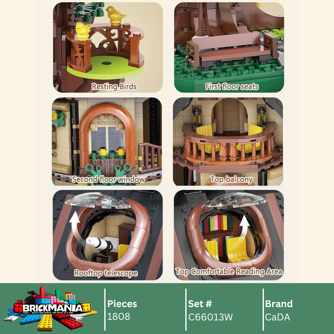 CaDA C66013W Tree House Library Building Toy Set | 1808 PCS