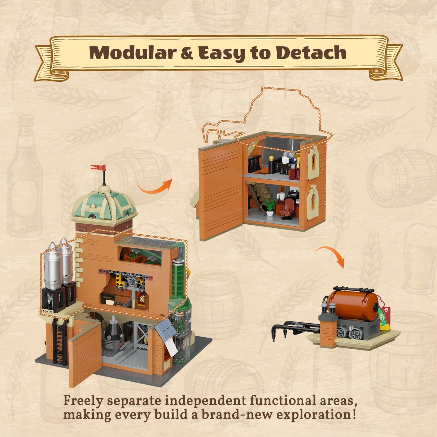 Pantasy 85023 Modular Building Craft Brewery Building Toy Set | 3095 PCS