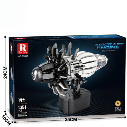 Reobrix 33018 Aircraft Engine Model Building Toy Set | 1351 PCS