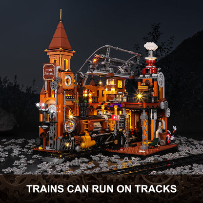 Lumibricks F9007 V2.0 Steampunk Train Station Building Toy Set | 1917 PCS