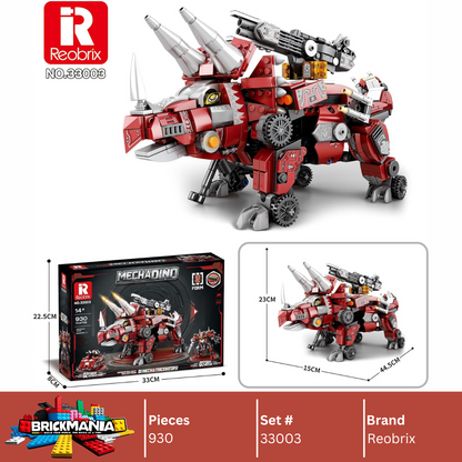 Reobrix 33003 Triceratops Transformers 3 in 1 Building Toy Set | 930 PCS