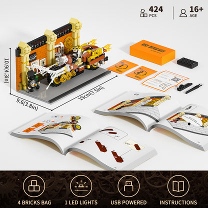 Lumibricks F9067 Steampunk Motorcycle Pursuit Building Toy Set | 424 PCS