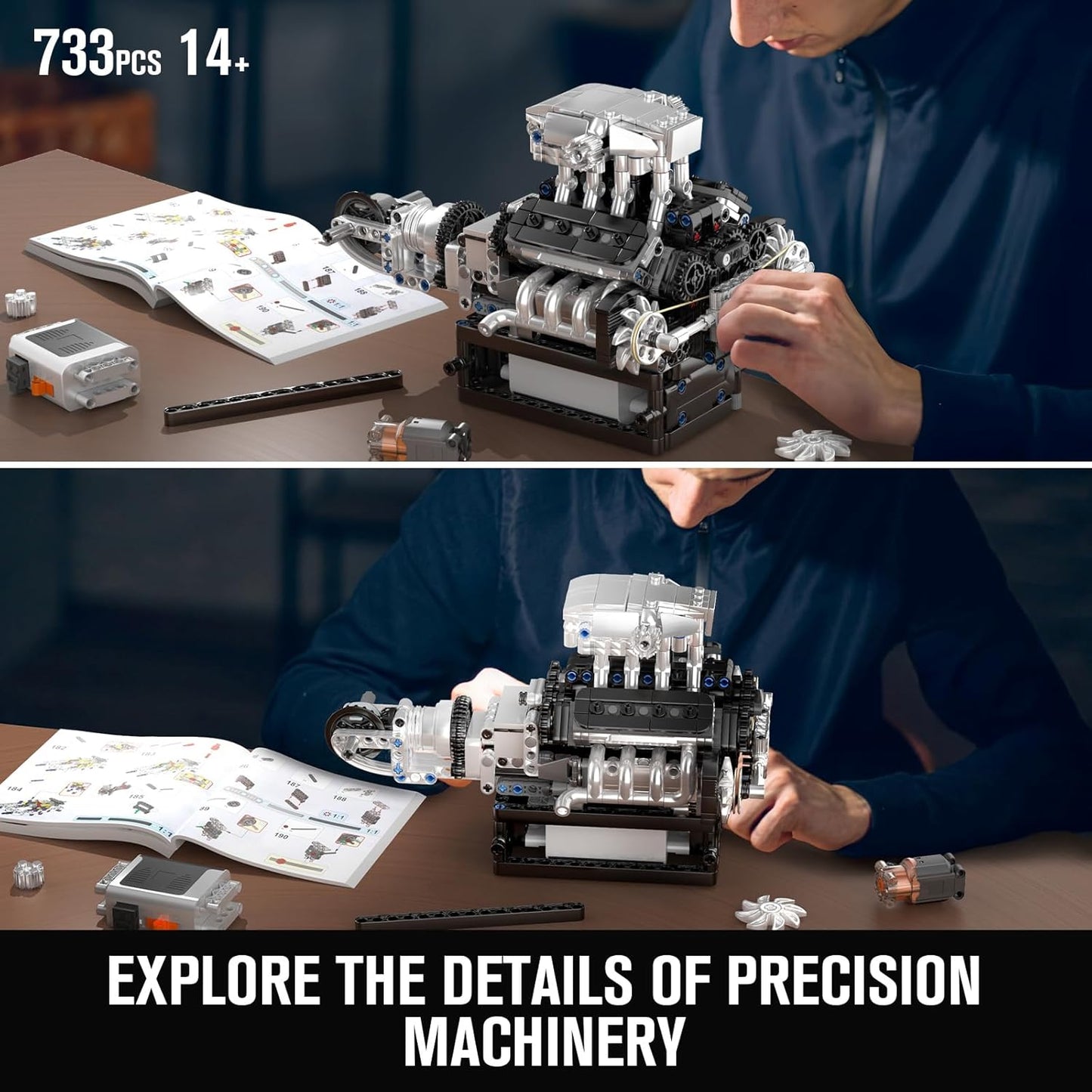 Mould King 10206 Motorised Turbocharged V8 Engine Building Toy Set | 737 PCS