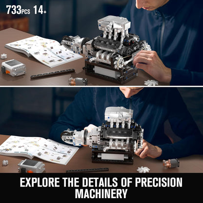 Mould King 10206 Motorised Turbocharged V8 Engine Building Toy Set | 737 PCS