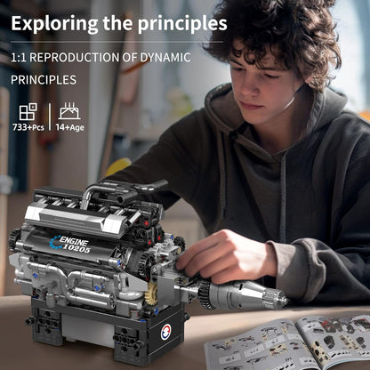 Mould King 10205 Motorised British Luxury V12 Engine Building Toy Set | 733 PCS