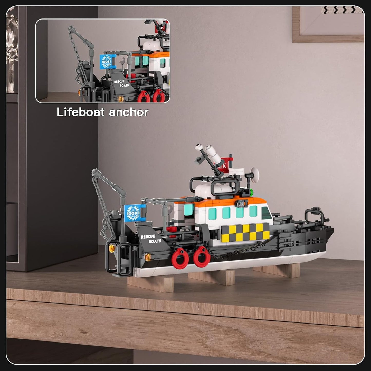 Mould King 10081 British Multi-functional Rescue Boat Building Toy Set | 364 PCS