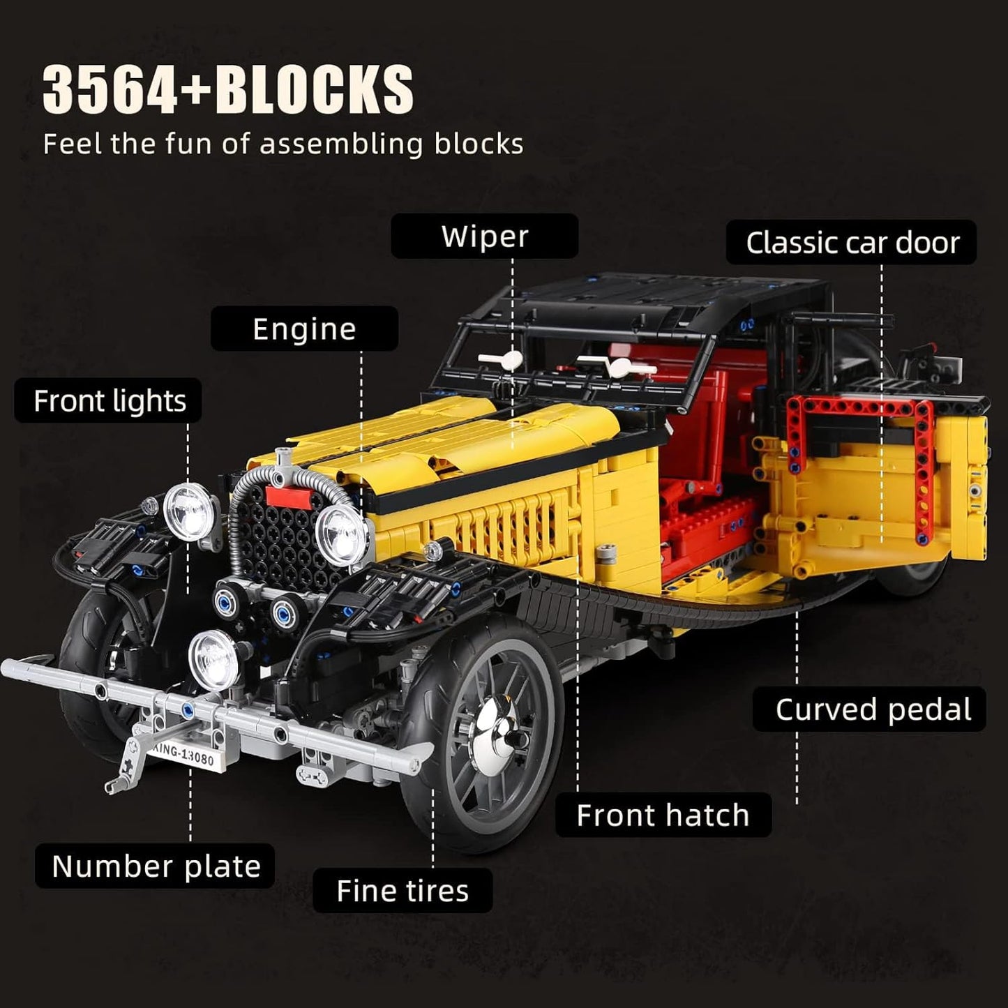 Mould King 13080S Bugatti 50T Vintage Car Building Toy Set | 3616 PCS