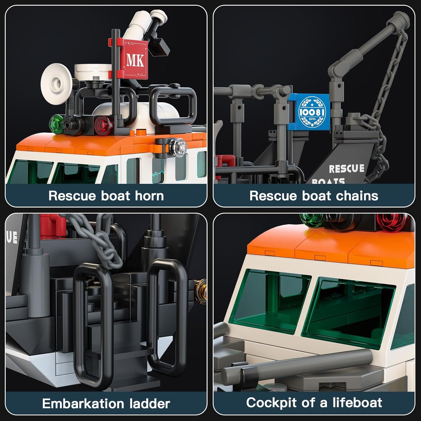 Mould King 10081 British Multi-functional Rescue Boat Building Toy Set | 364 PCS