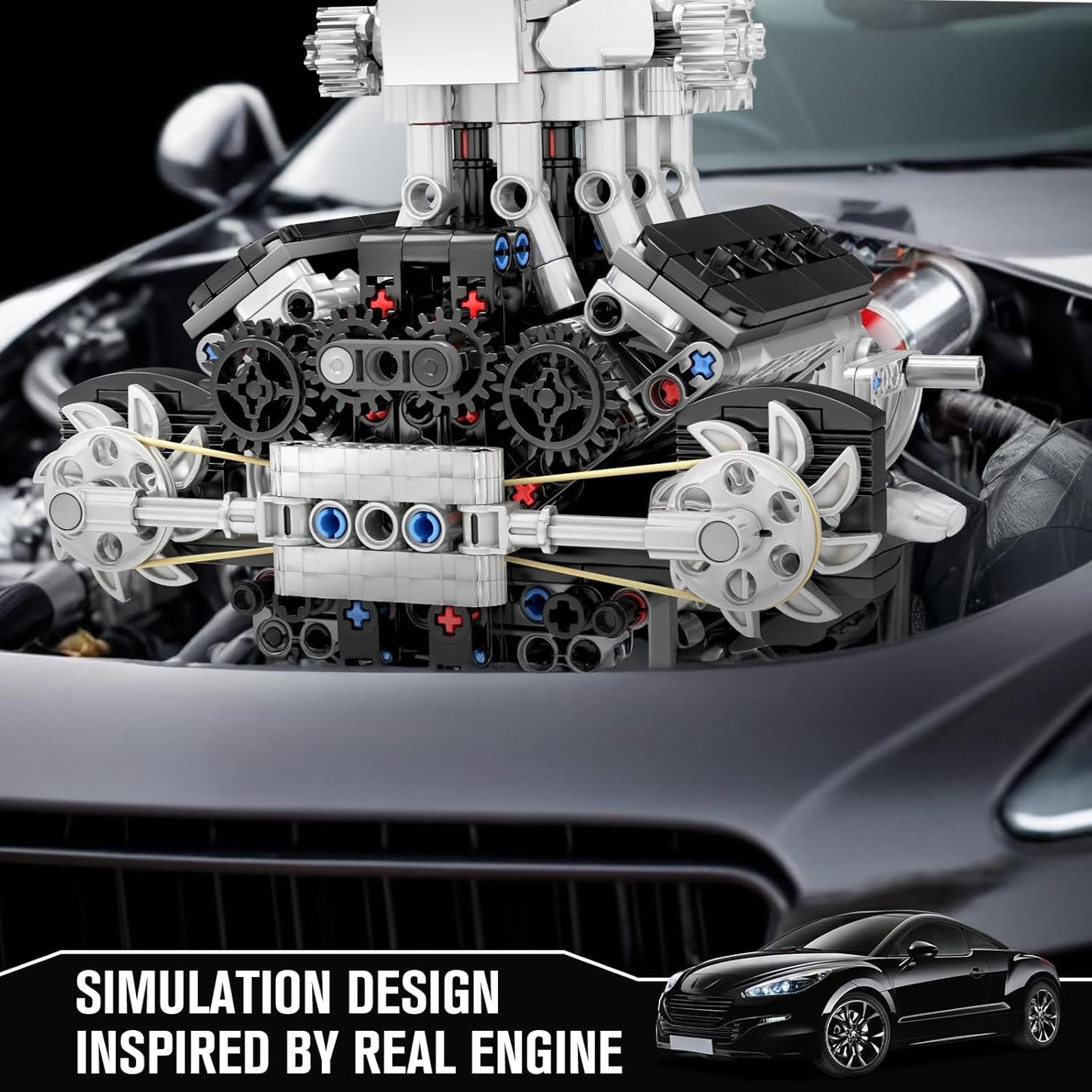 Mould King 10206 Motorised Turbocharged V8 Engine Building Toy Set | 737 PCS