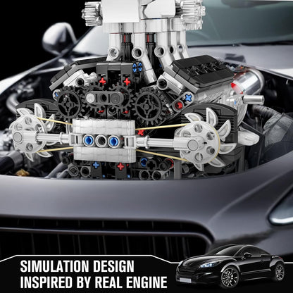 Mould King 10206 Motorised Turbocharged V8 Engine Building Toy Set | 737 PCS