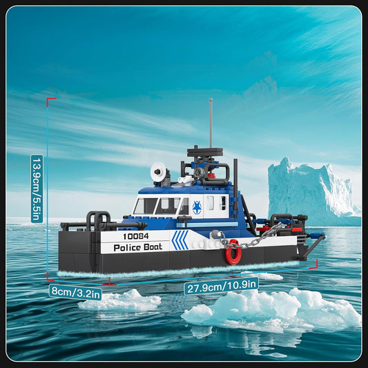 Mould King 10084 Police Boat Building Toy Set | 413 PCS