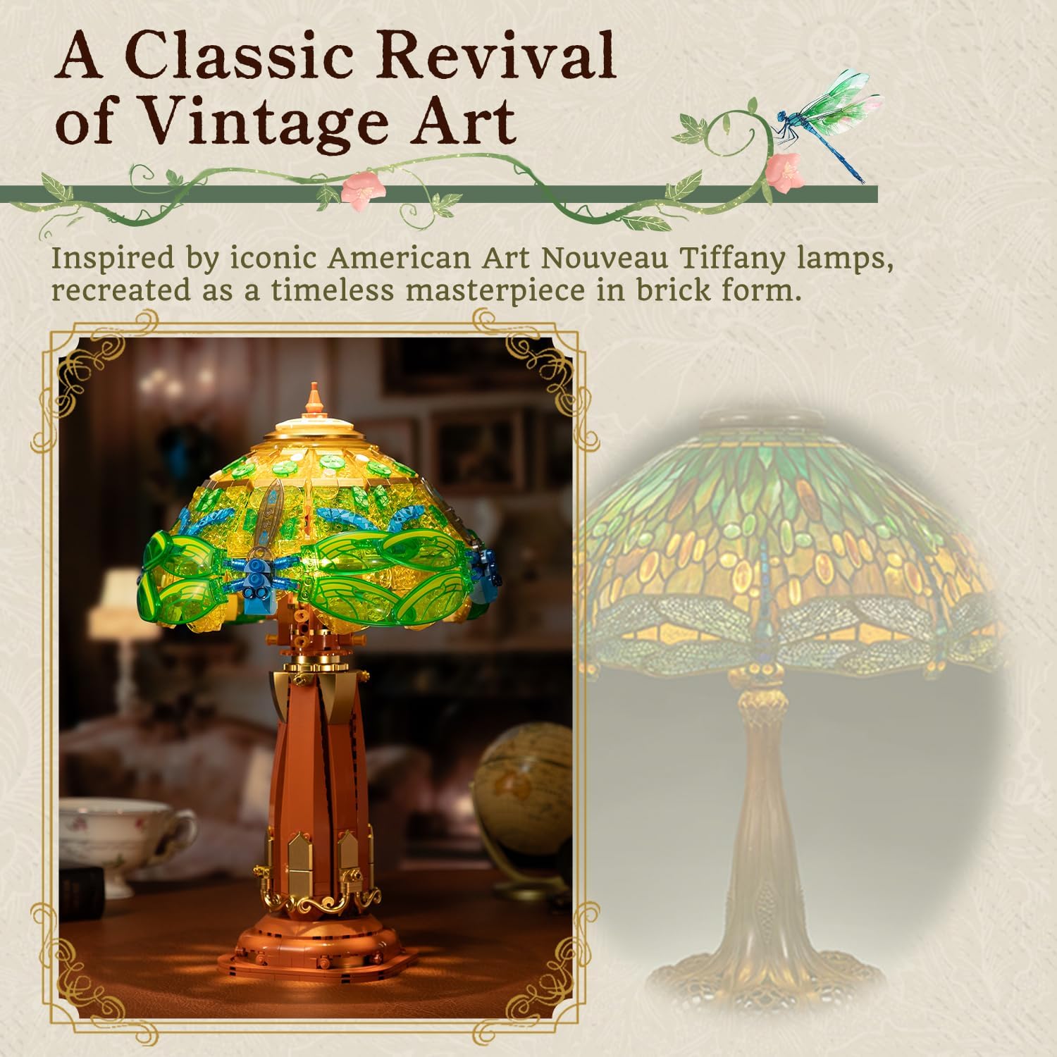 Pantasy 85042 Retro Collection Stained Glass Table Lamp Building