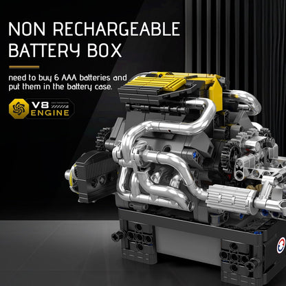 Mould King 10207 Motorised PAG Turbocharged V8 Engine Building Toy Set | 761 PCS