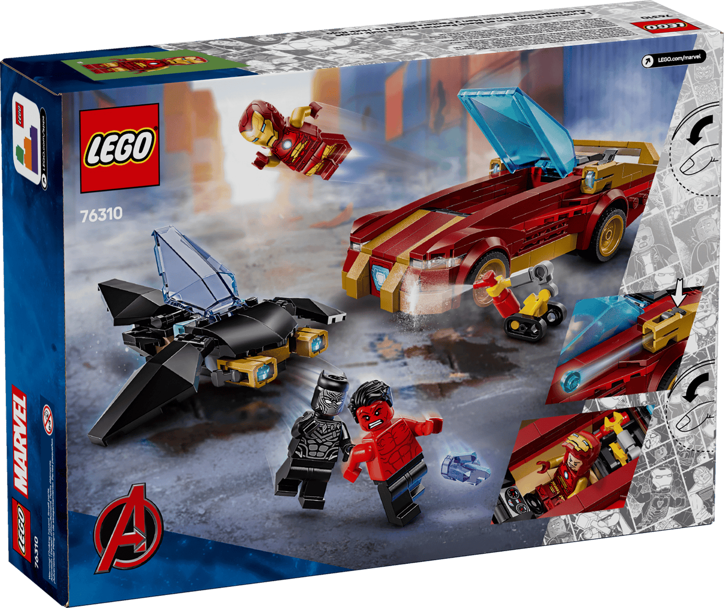 LEGO 76310 Marvel Iron Man Car & Black Panther vs. Red Hulk | 295 PCS | Retired