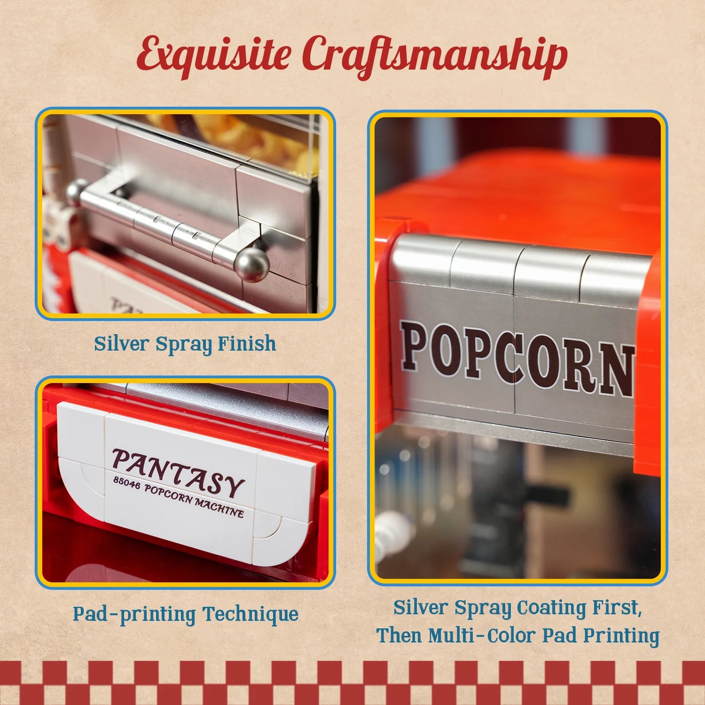 Pantasy 85046 Retro Collection Popcorn Machine Building Toy Set | 1201 PCS