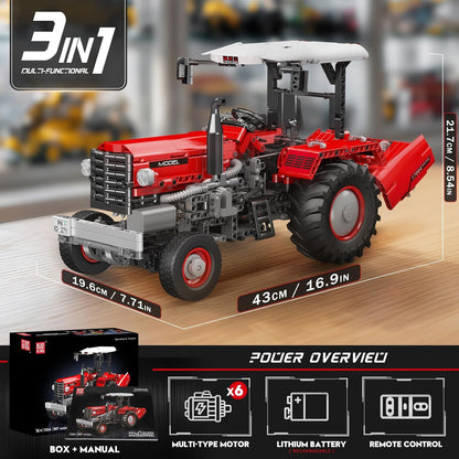 Mould King 17064 Remote Controlled Agricultural Tractor Building Toy Set | 1857 PCS