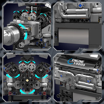 Mould King 10205 Motorised British Luxury V12 Engine Building Toy Set | 733 PCS