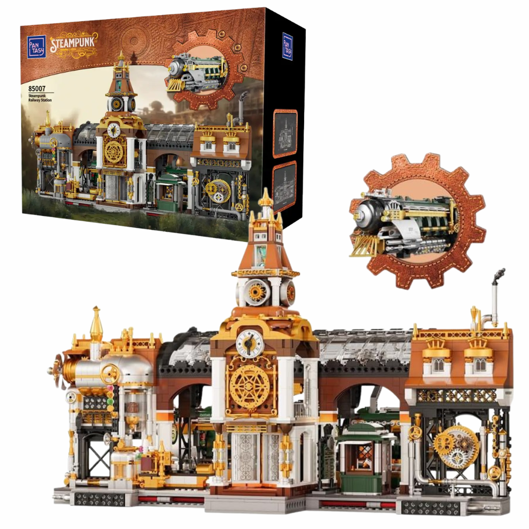 Pantasy 85007 Steampunk Railway Station Building Toy Set |2723 PCS