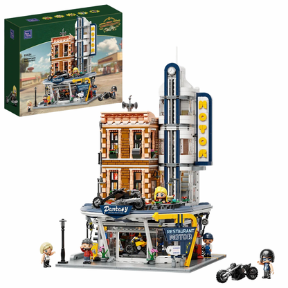 Pantasy 85024 Modular Building Motorcycle Restaurant Building Toy Set | 3034 PCS
