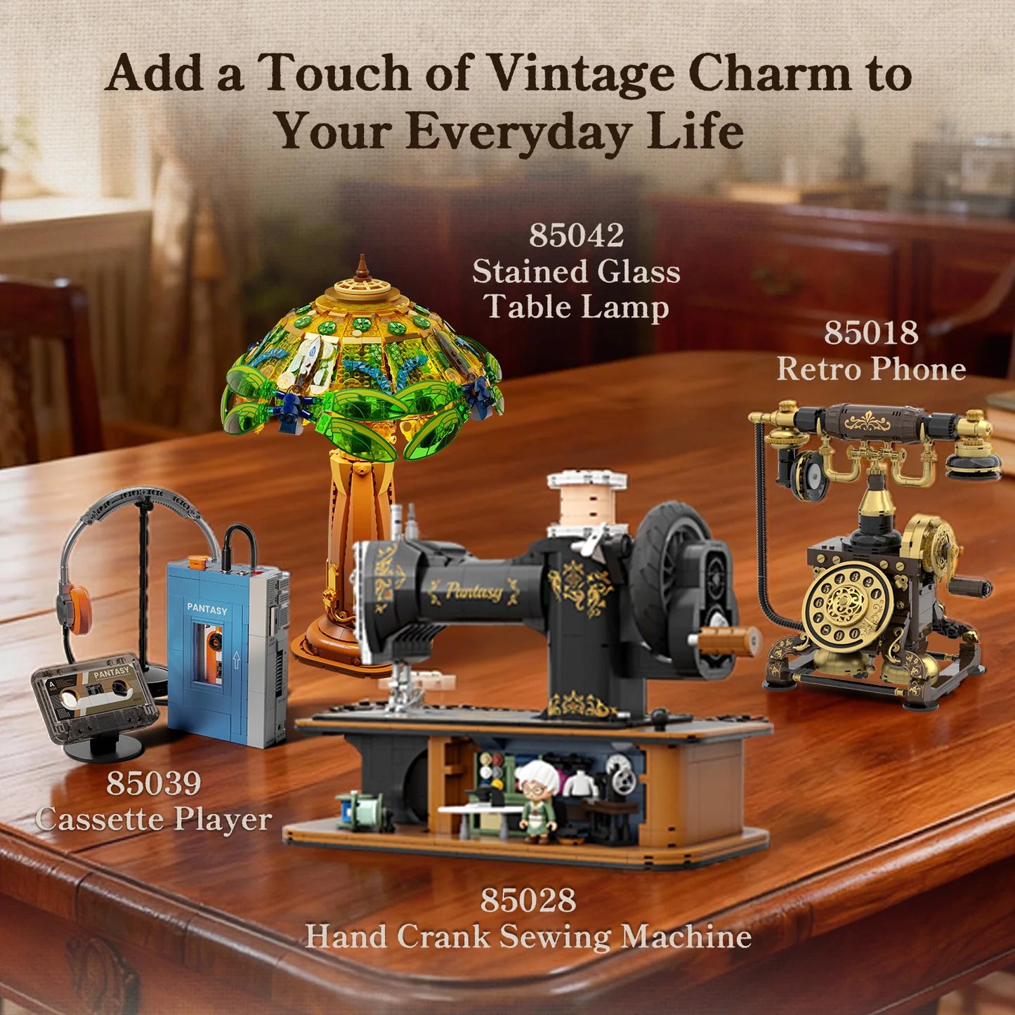 Pantasy 85028 Retro Collection Hand Crank Sewing Building Toy Set | 1360 PCS