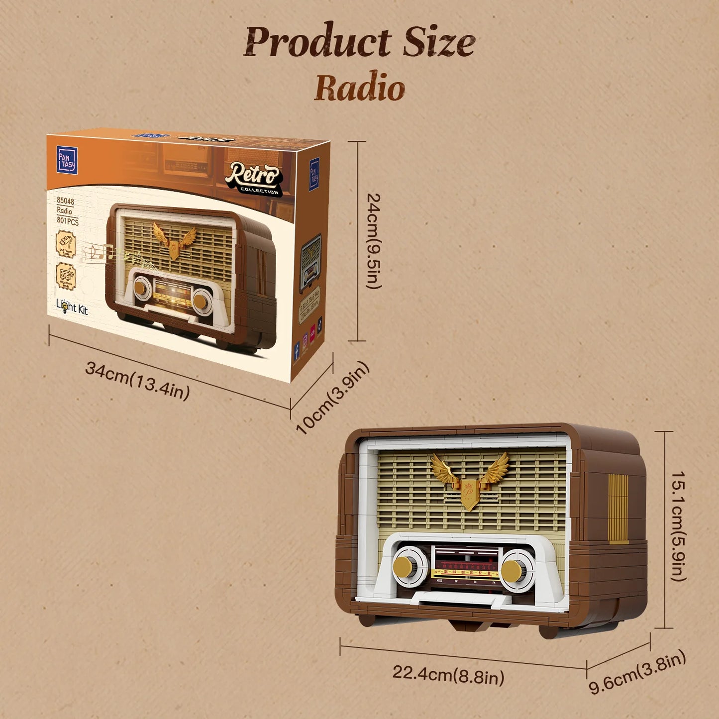 Pantasy 85048 Retro Collection Radio Building Toy Set | 811 PCS