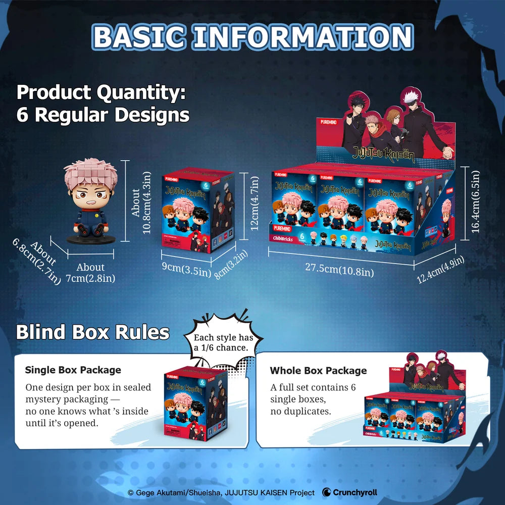 PUREMIND 2734 Jujutsu Kaisen ChibiBricks Blind Box Building Toy Set | 156 PCS