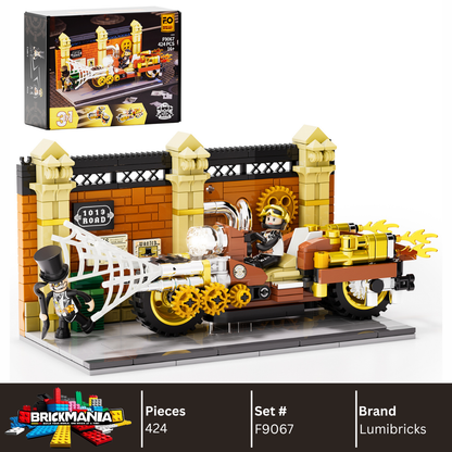 Lumibricks F9067 Steampunk Motorcycle Pursuit Building Toy Set | 424 PCS