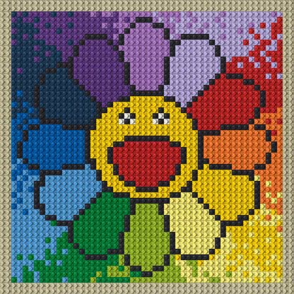 N0144 Rainbow Flower Mosaic Wall Art | 2304 PCS