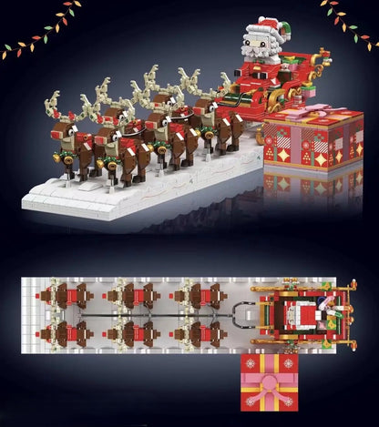 Mould King 10154 Reindeer & Santa Claus Sleigh Model Building Toy Set | 2,073 Pcs