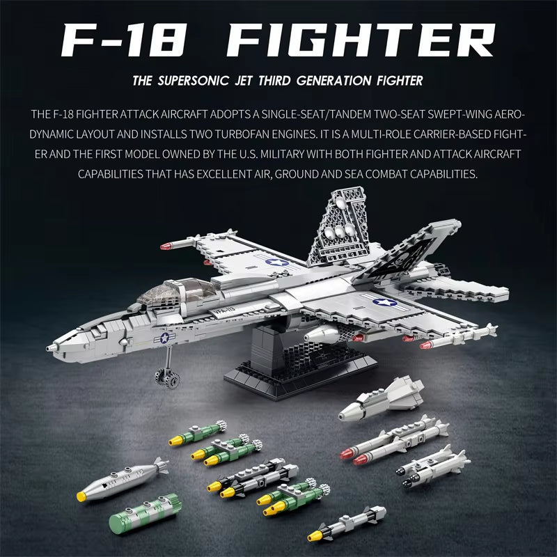 Reobrix 33022 F-18 Hornet Strike Fighter Building Toy Set | 1387 PCS