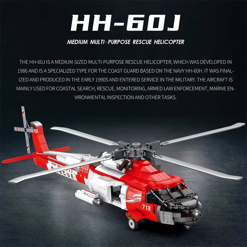 Reobrix 33026 HH‑60J Jayhawk Rescue Helicopter Building Toy Set | 1137 PCS