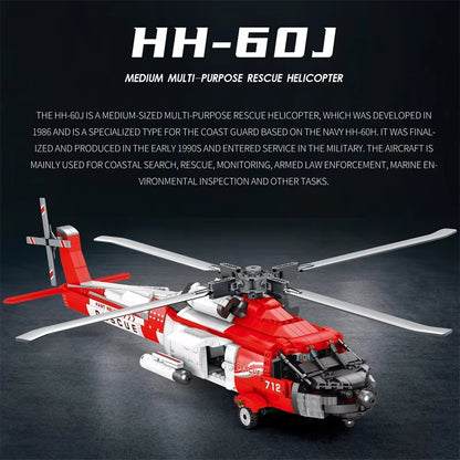 Reobrix 33026 HH‑60J Jayhawk Rescue Helicopter Building Toy Set | 1137 PCS