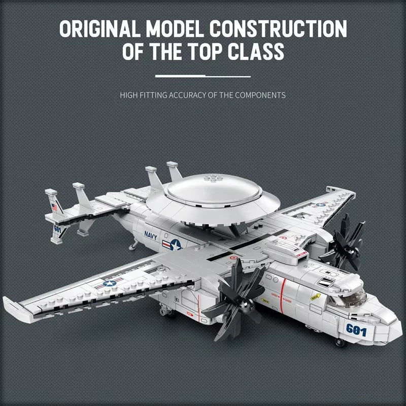 Reobrix 33029 E-2 Hawkeye Airborne Early Warning Aircraft Building Toy Set | 1144 PCS