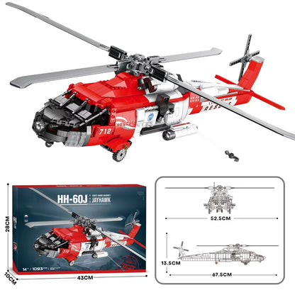 Reobrix 33026 HH‑60J Jayhawk Rescue Helicopter Building Toy Set | 1137 PCS