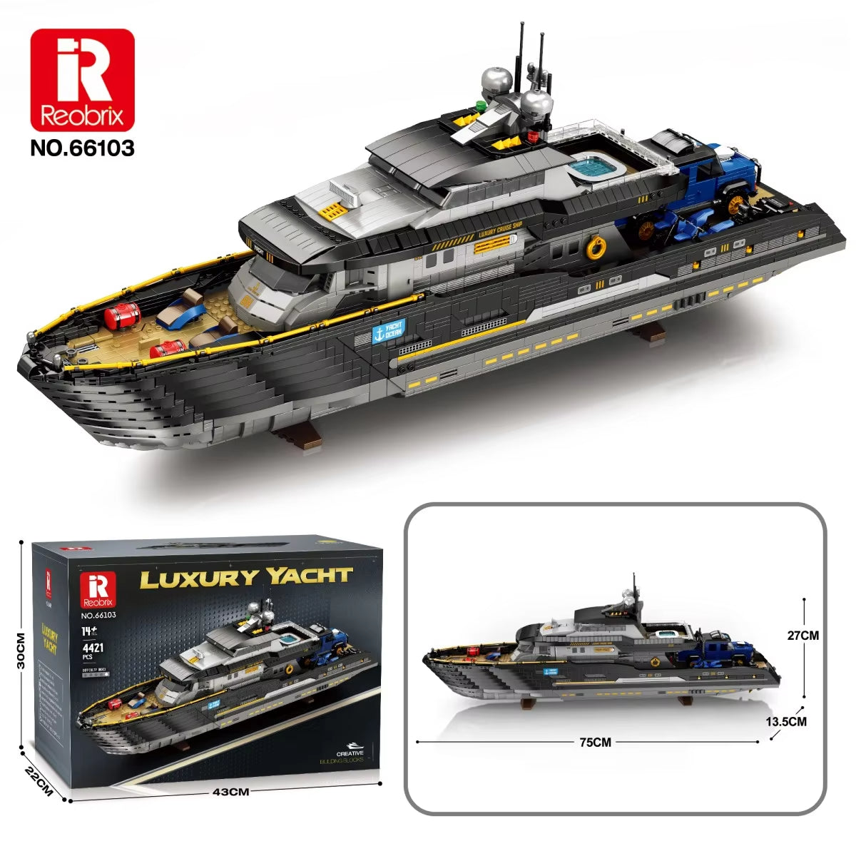 Reobrix 66103 Luxury Yacht Building Toy Set | 4421 PCS