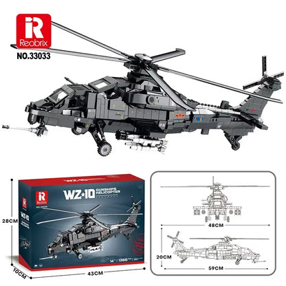 Reobrix 33033 CAICZ-10 Military Attack Helicopter Building Toy Set | 1366 PCS