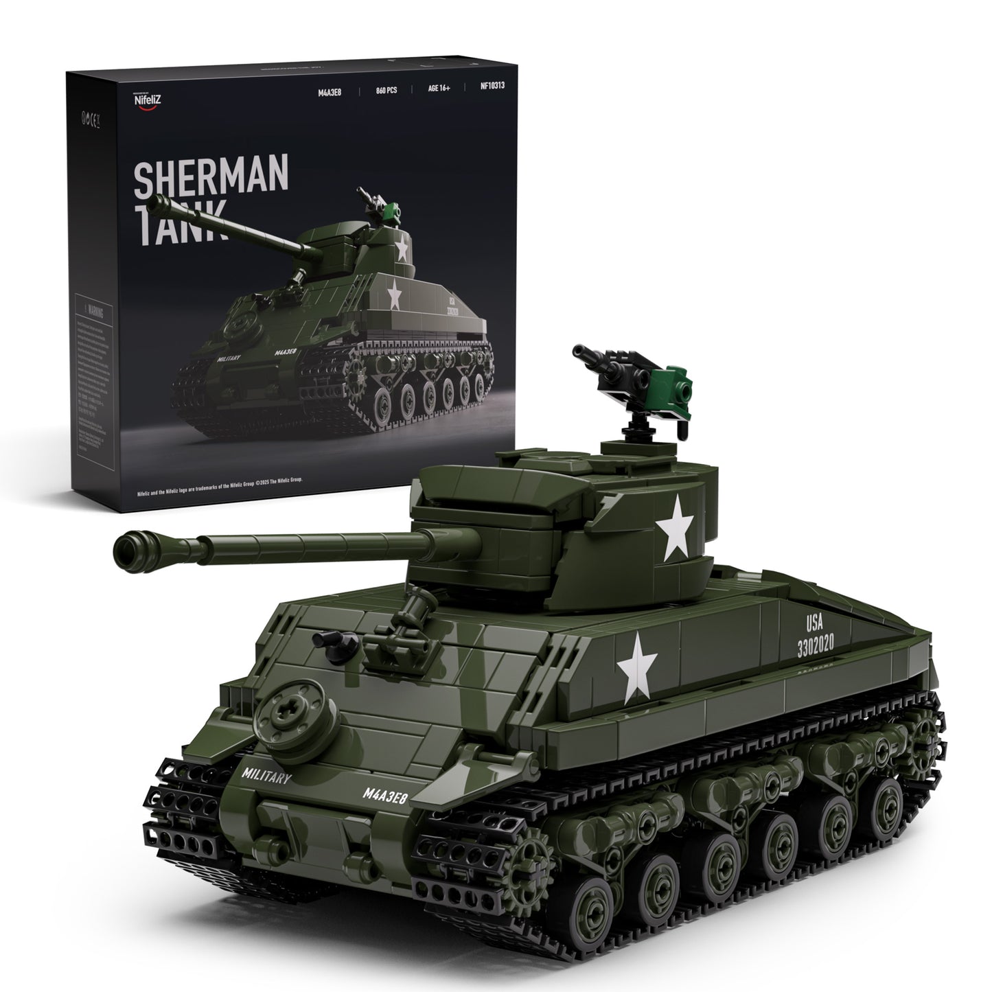 Nifeliz NF10313 Sherman Tank Building Set | 860 PCS