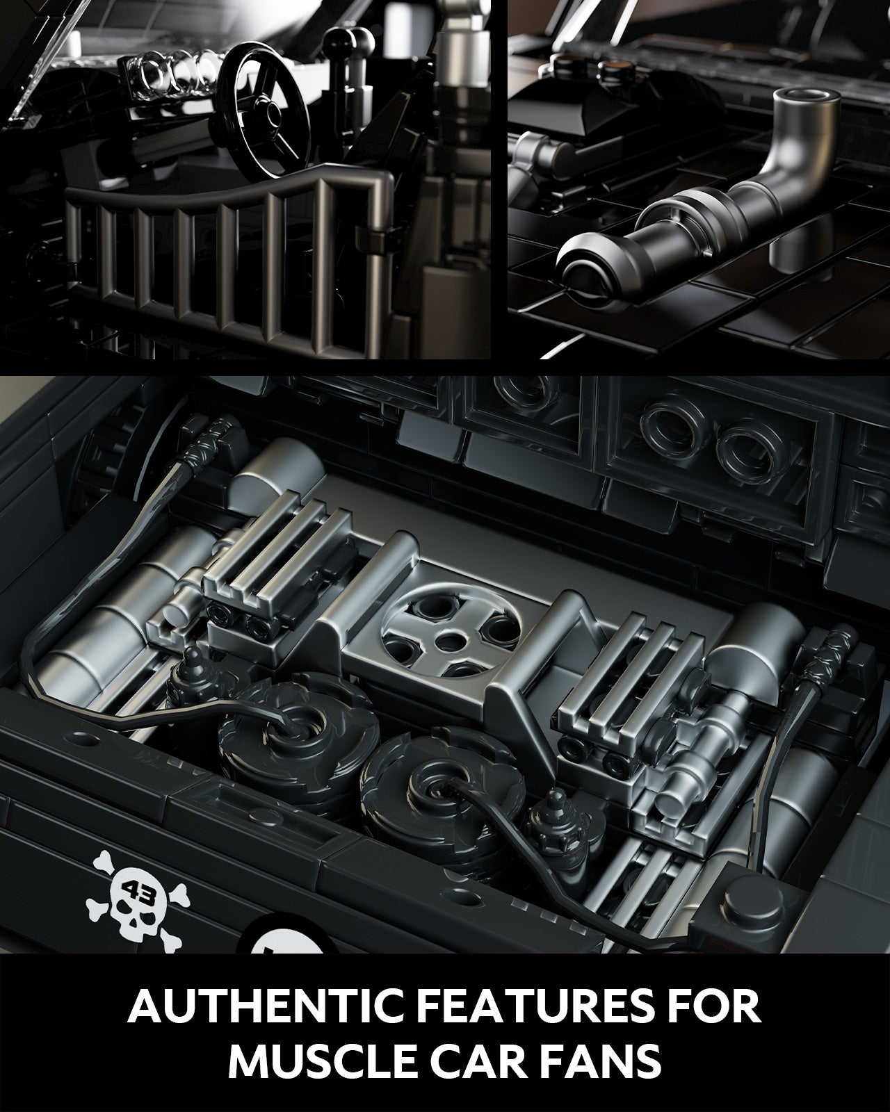 Nifeliz NF10272A Mini HOONIKEN Muscle Car Building Set | 1605 PCS