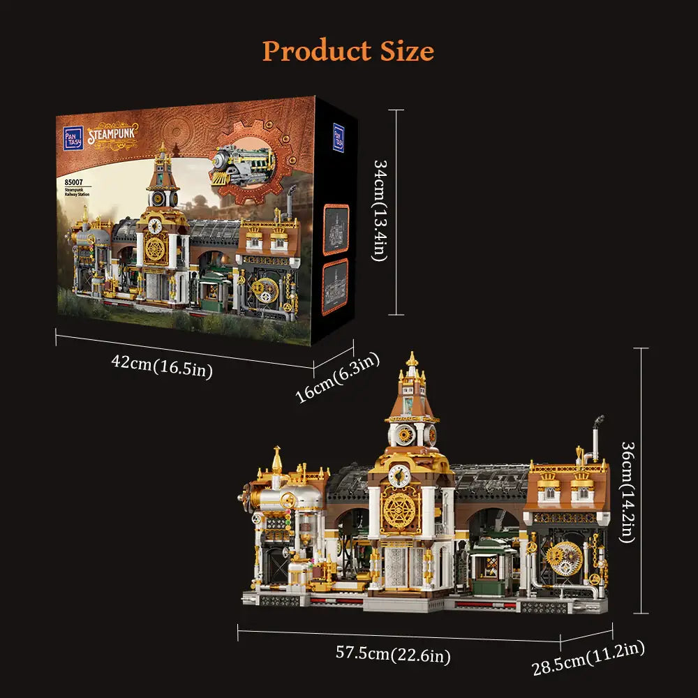 Pantasy 85007 Steampunk Railway Station Building Toy Set |2723 PCS