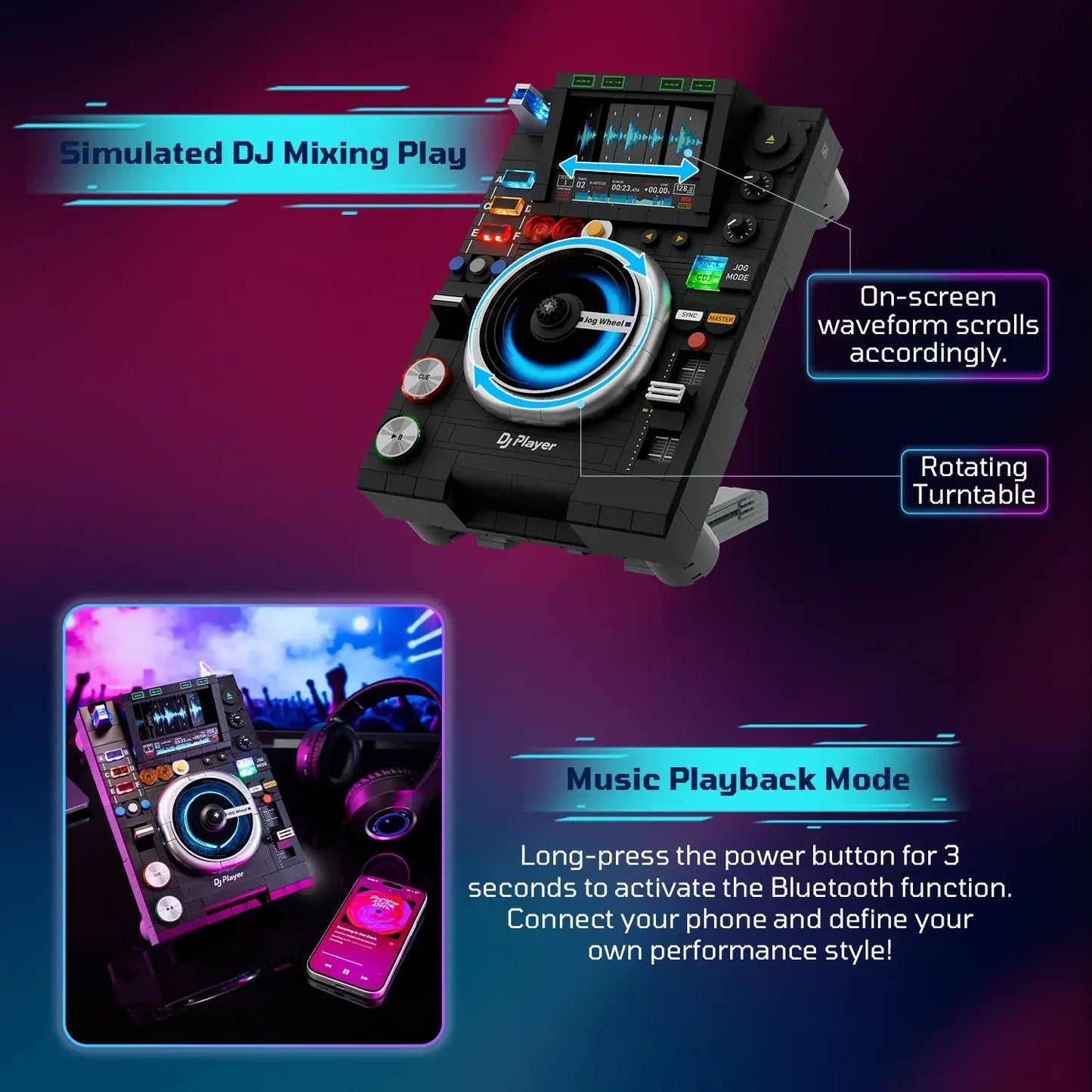 Pantasy 85037 Retro Collection DJ Player Building Toy Set | 869 PCS