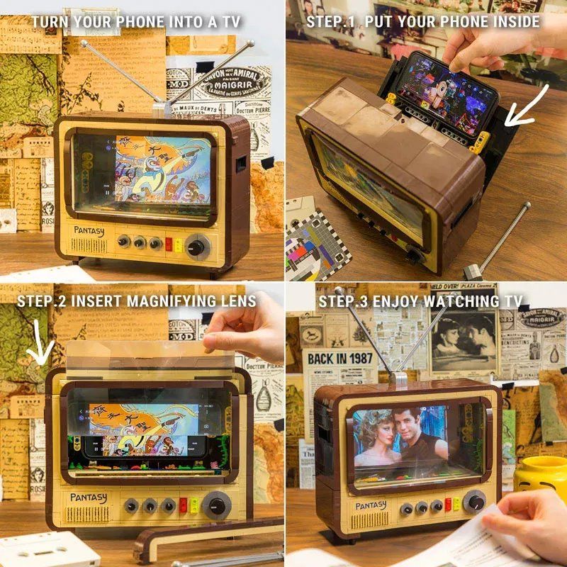 Pantasy 61008 Retro Collection Vintage Television Building Toy Set | 1500 PCS