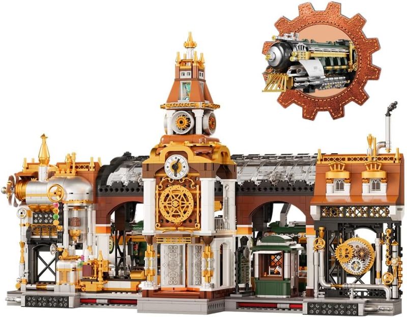 Pantasy 85007 Steampunk Railway Station Building Toy Set |2723 PCS