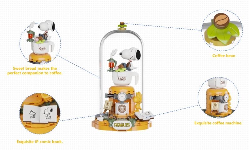 Pantasy 86903 Snoopy Coffee Time Building Toy Set | 234 PCS