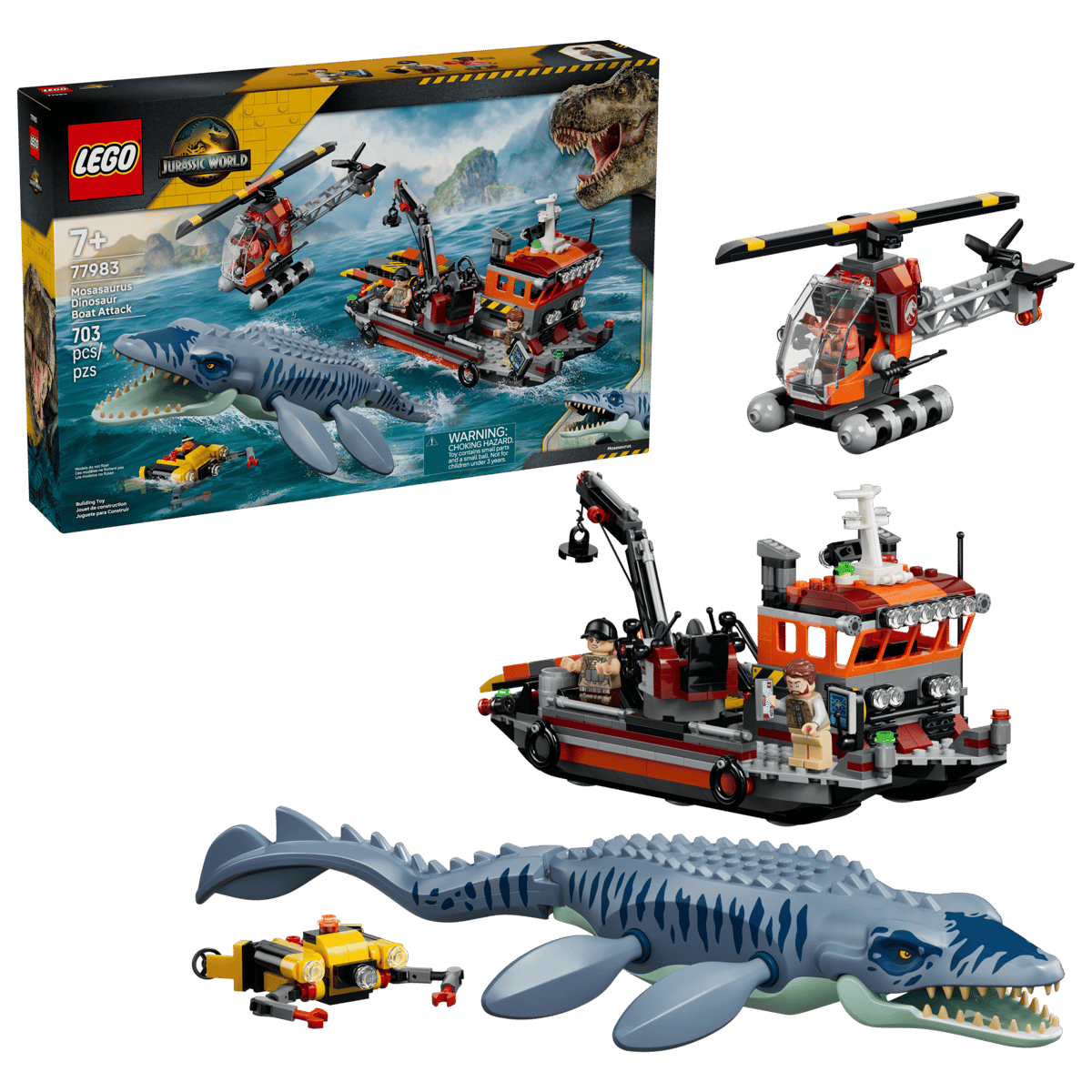 LEGO 77983 Jurassic World Mosasaurus Dinosaur Boat Attack | 703 PCS
