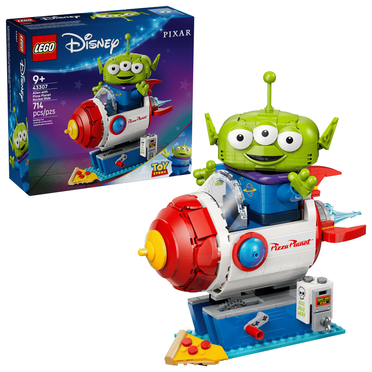 LEGO 43307 Disney Alien with Pizza Planet Rocket Ride | 714 PCS