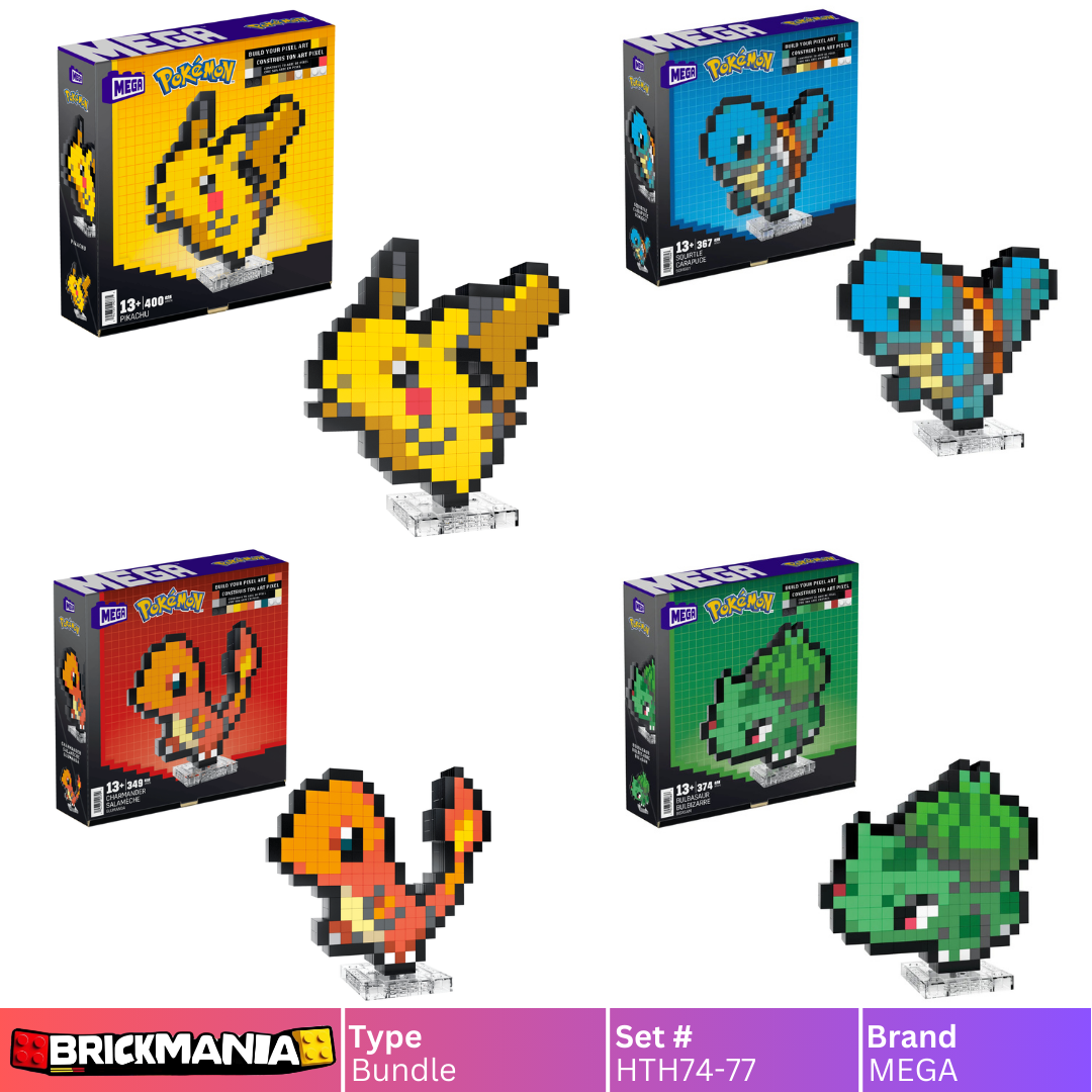 MEGA Pokémon Building Set Bundle | Pikachu x Bulbasaur x Charmander x Squirtle